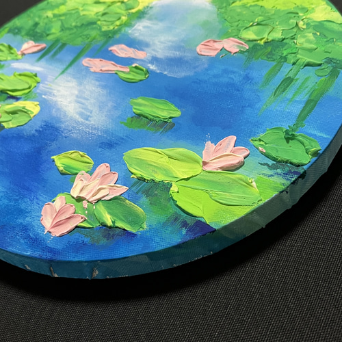 睡蓮の池 テクスチャーアート 原画 抽象画 イラスト キャンバス 絵