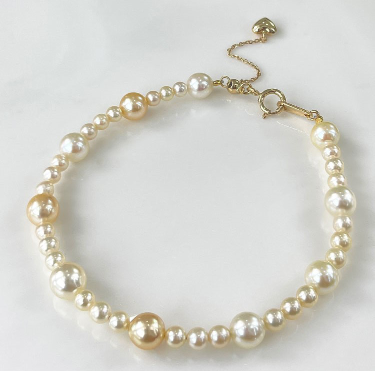 【La Corser】3-6mm アコヤ ミックスカラー 海水真珠 カラフル キャンディバイオレット ブレスレット レディース