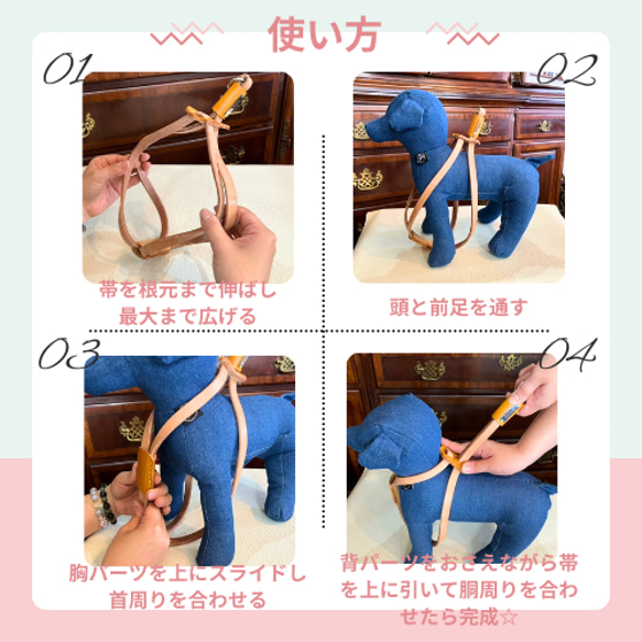 小型～中型用スライドコントロールハーネス【印傳】 9枚目の画像