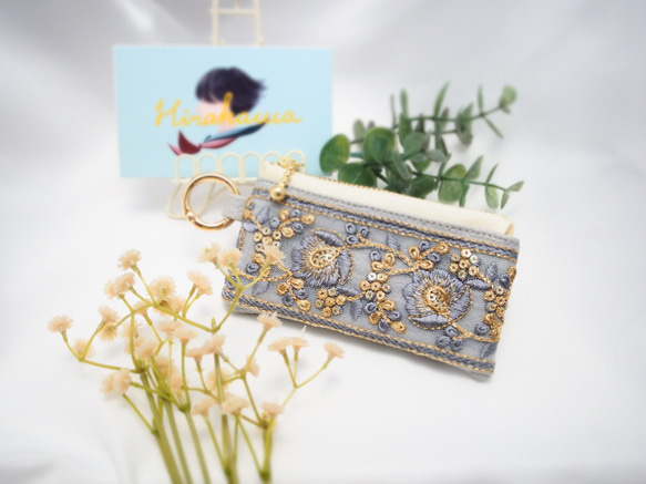 【リュンヌ】インド刺繍リボン・ミニポーチ ♡minne限定♡ インド刺繍リボン ポーチ ミニポーチ - ～haru