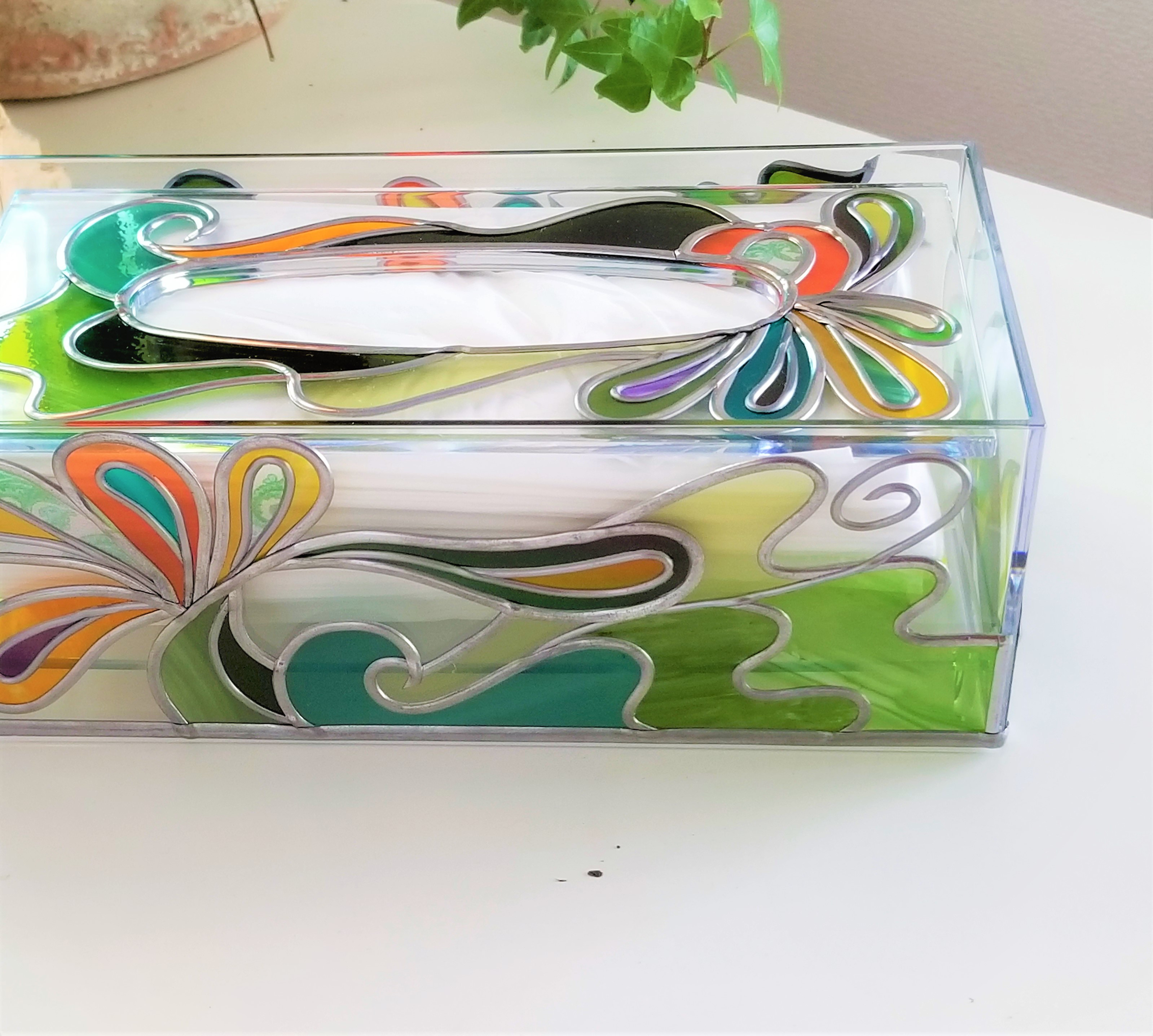 琉球 南ぬ島シリーズ『琉球 南ぬ島グリーン2』ティッシュ／ペーパータオルケース