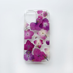 【紫陽花2025】　押し花スマホケース　iphoneケース ソフトケース　手帳型ケース　全機種対応　スマホケース　ピンク 17枚目の画像