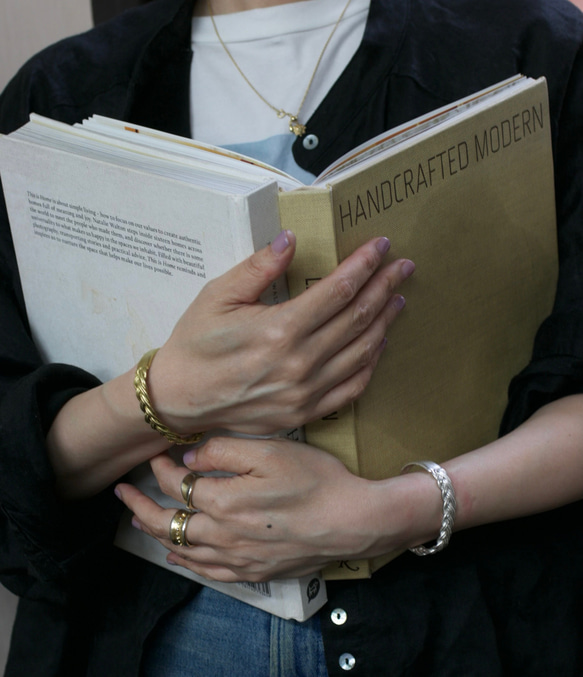 Vintage style braided bangle / 四つ編みバングル　シルバー925・真鍮/送料無料 10枚目の画像