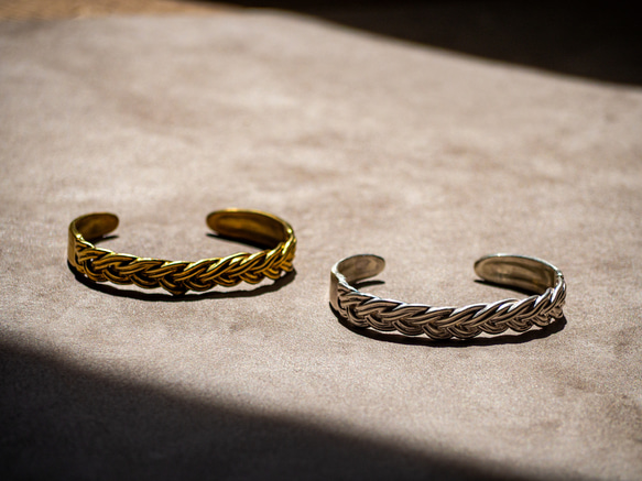 Vintage style braided bangle / 四つ編みバングル　シルバー925・真鍮/送料無料 11枚目の画像