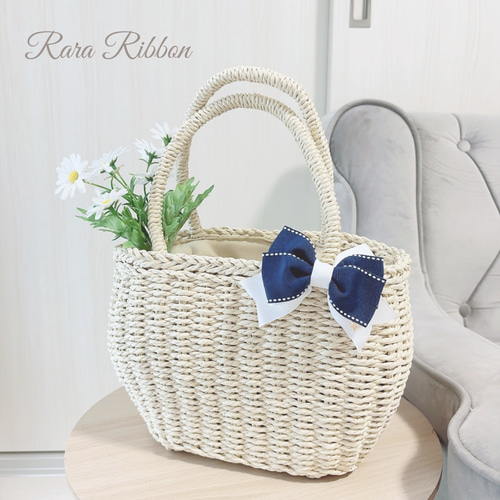 カゴバック かごバッグ 大人 上品 大人可愛い リボン 上品