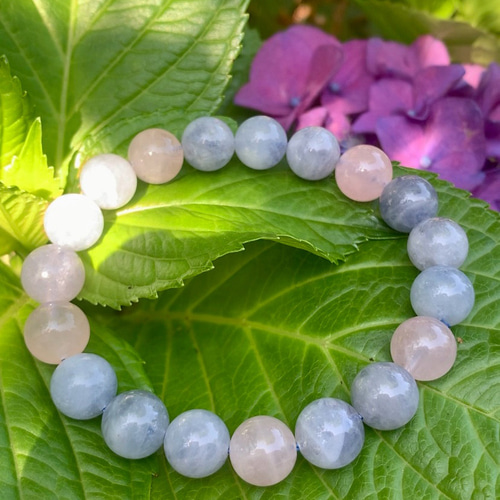 天然石 ブルーローズクォーツのハッピーブレスレット ブレスレット