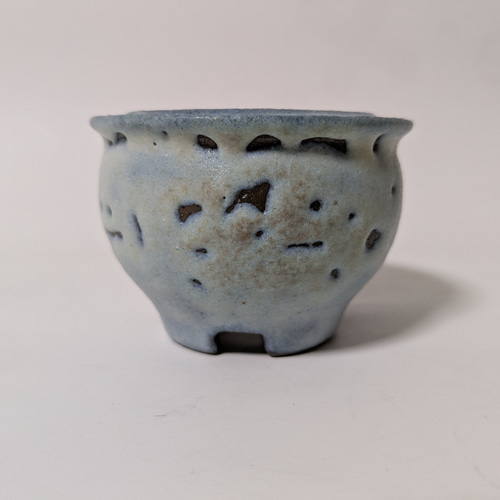 ミニ植木鉢 ミニ盆栽鉢 虫食い白釉 No.045 一輪挿し・花瓶・花器 木下