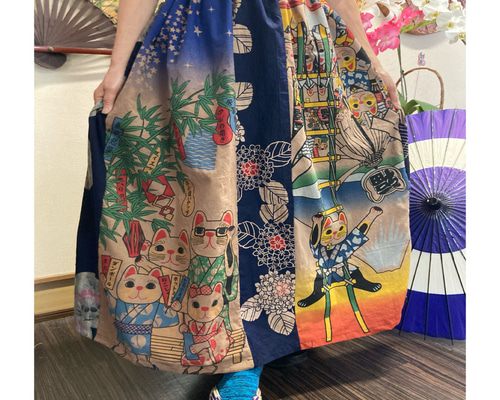 浴衣リメイクスカート【涼】綿 ハンドメイド 和柄 手ぬぐい ee30d671b7d8c0f40123f20d15b49d
