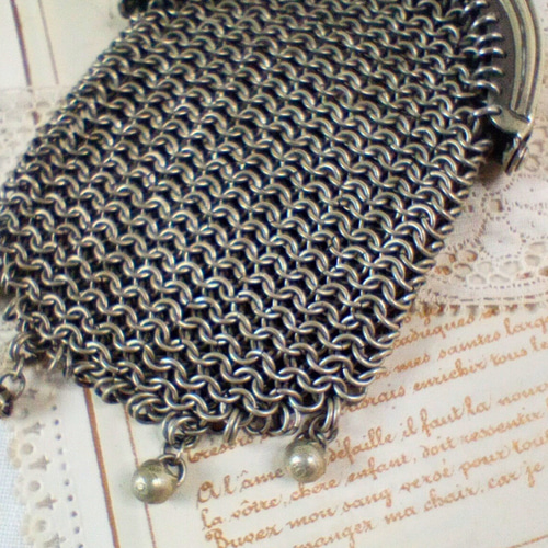 シルバーメタル メッシュコインパース シャトレーン フランス