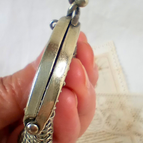 シルバーメタル メッシュコインパース シャトレーン フランス