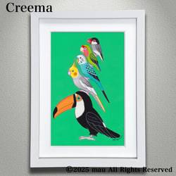 原画「ポップな小鳥ブレーメン グリーン」アート絵画 オオハシ