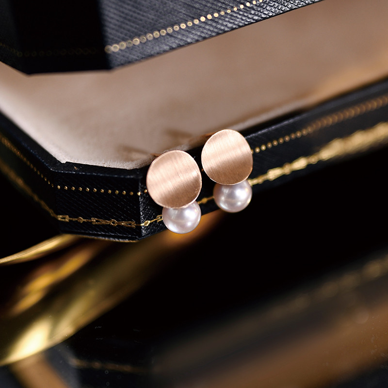 [ヘイズジュエリー] ウェイグアンデザイン 18Kローズゴールド ダイヤモンド装飾 ディスク型 日本製オーロラアコヤ 7-7.5