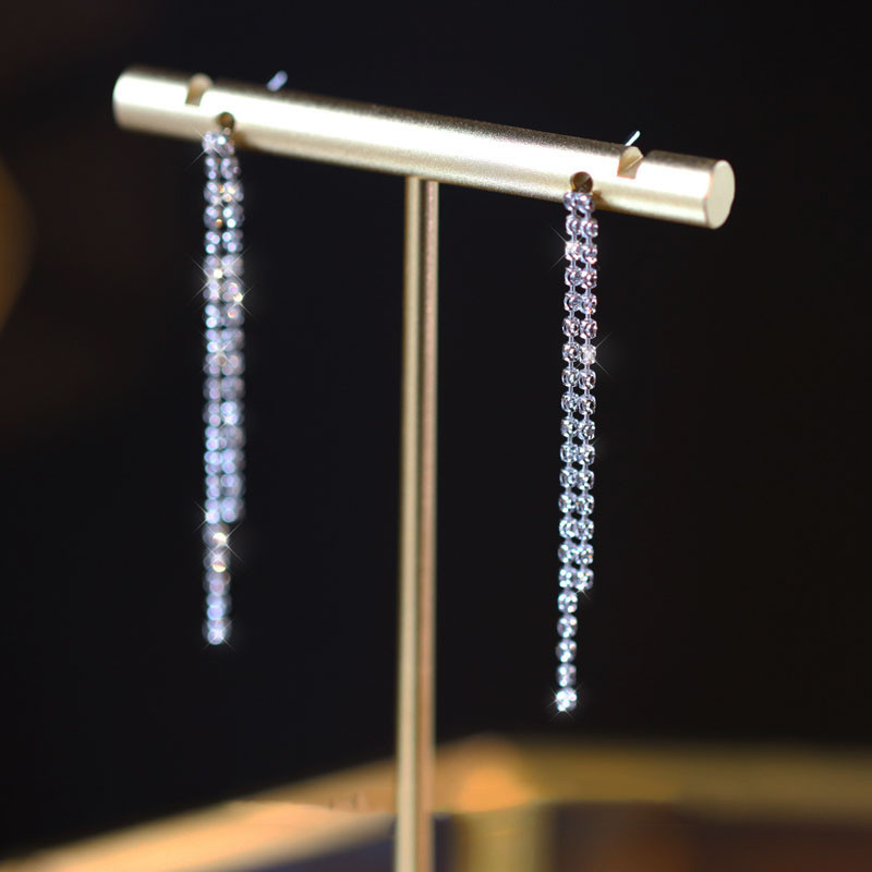[ヘイズジュエリー] 18Kホワイトゴールド レーザーカットビーズネックレス スターライトデザイン ロングタッセルイヤリング 低