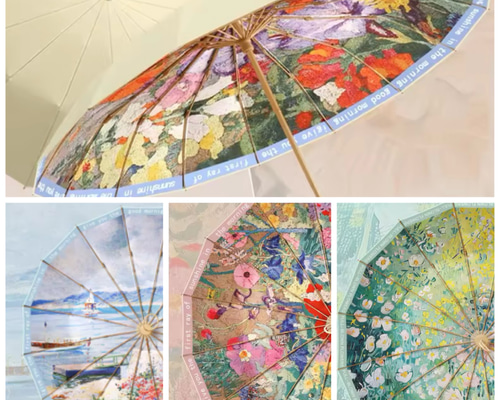 花に舞い傘に舞う（美人画・A2サイズ） 花びら舞う晴雨兼用折りたたみ日傘(504764461) | サワアラモード