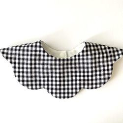 ★ターコイズギンガムチェック×セサミ★ ハンドメイド　リバーシブル　スタイ ☆ターコイズギンガムチェック×セサミ☆ ハンドメイド