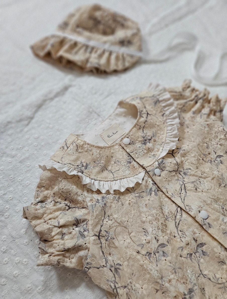 【再販】Antique flower cotton 半袖2wayオール
