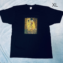 クリムト　接吻　The Kiss 綿5.6オンスTシャツ　XLサイズ　黒 1枚目の画像