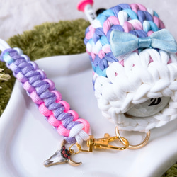 パラコード✶ゴルフティーホルダー＆ボール入れセット✶2個収納✶カラビナ選べます✶グローブホルダータイプ✶パステルリボン 5枚目の画像