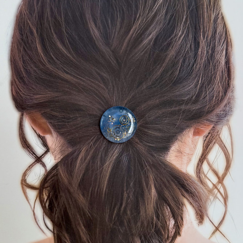 雨のヘアゴム 夢の途中 レジン 大人かわいい 梅雨 ブルー ヘア