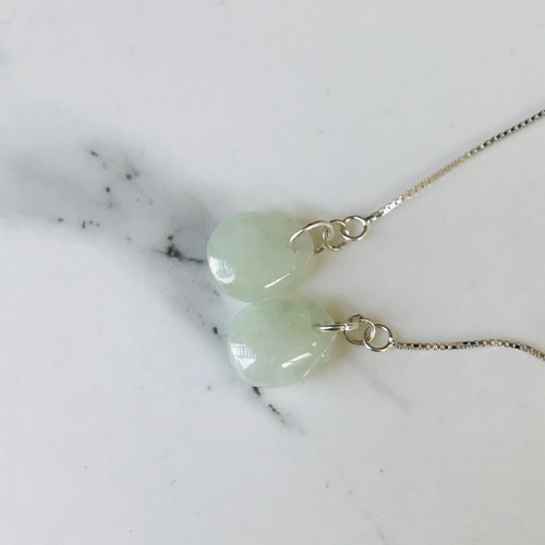 [P173-001] 翡翠　ピアス　天然石　ミャンマー産　s925 チェーン P173-001] ジェイド JADE ヒスイ 本翡翠 ピアス 天然石 一点物
