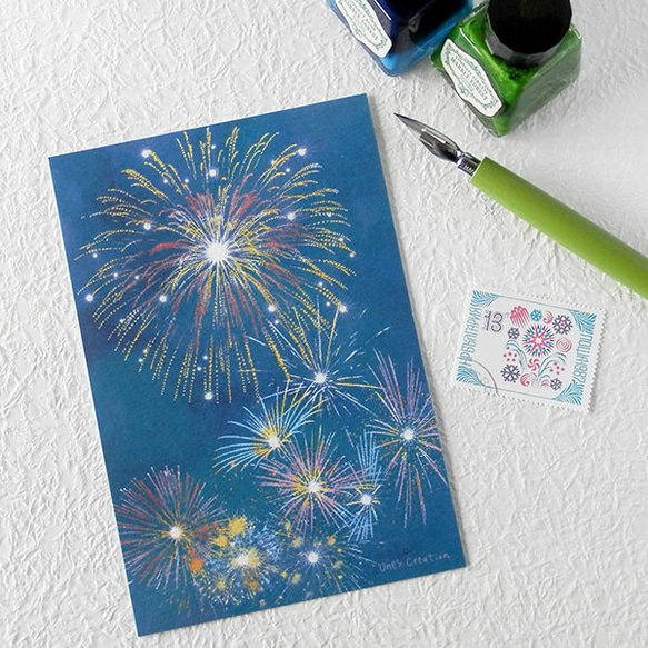打上花火 ポストカード（3枚セット）〜暑中見舞いハガキ・残暑見舞い
