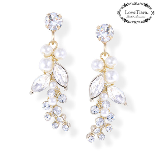 リーフ&パールネックレス・イヤリング/ピアスset PN-34|花嫁