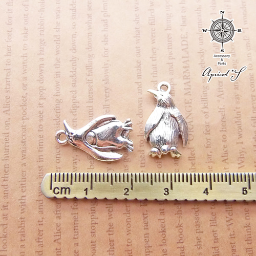 6個セット】 ペンギン パーツ チャーム （ アンティークシルバー