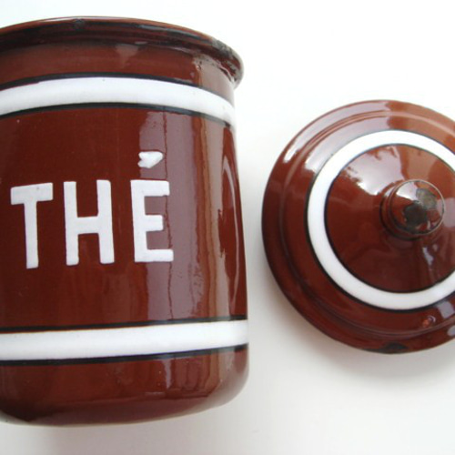 ホーローキャニスター 茶 3ピースセット B フランス アンティーク 保存