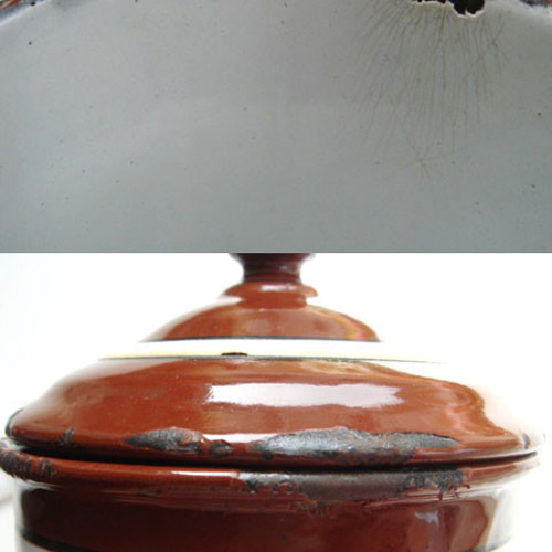 ホーローキャニスター 茶 3ピースセット B フランス アンティーク 保存