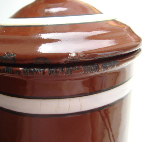 ホーローキャニスター 茶 3ピースセット B フランス アンティーク 保存