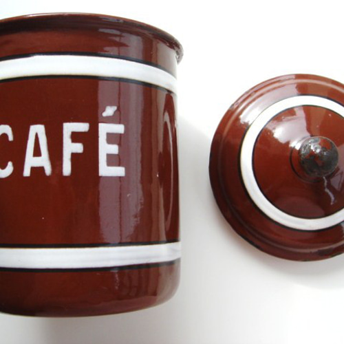 ホーローキャニスター 茶 3ピースセット A フランス アンティーク 保存