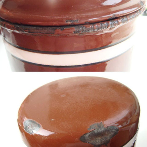 ホーローキャニスター 茶 3ピースセット A フランス アンティーク 保存