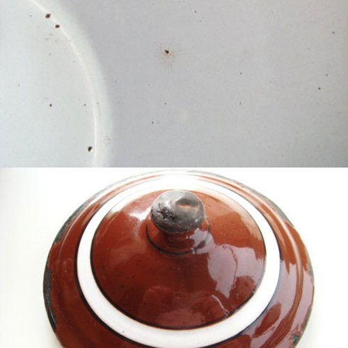 ホーローキャニスター 茶 3ピースセット A フランス アンティーク 保存