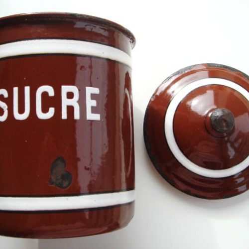 ホーローキャニスター 茶 3ピースセット A フランス アンティーク 保存