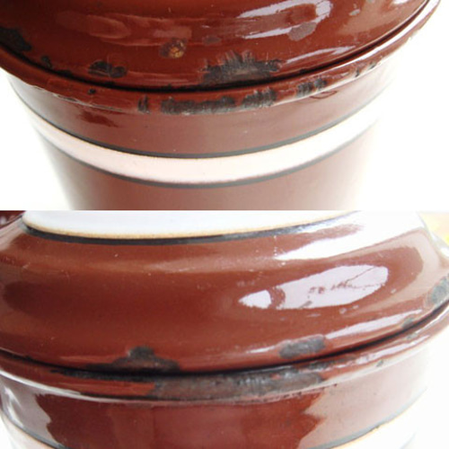 アンティーク　ホーロー　キャニスター　チョコレート色 アンティークホーローキャニスターチョコレート色