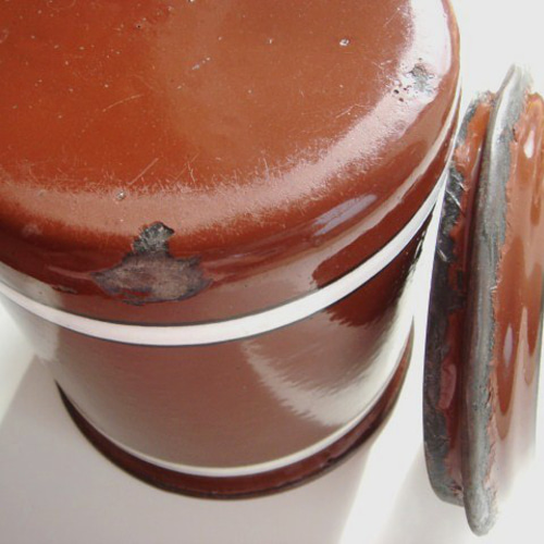 ホーローキャニスター 茶 3ピースセット A フランス アンティーク 保存