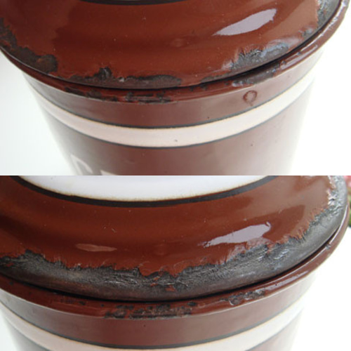 ホーローキャニスター 茶 3ピースセット A フランス アンティーク 保存