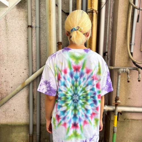 タイダイ Tシャツ Lサイズ 曼荼羅 パープル ムラ染め Hippies Dye HD24