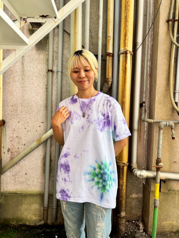 タイダイ Tシャツ Lサイズ 曼荼羅 パープル ムラ染め Hippies Dye HD24