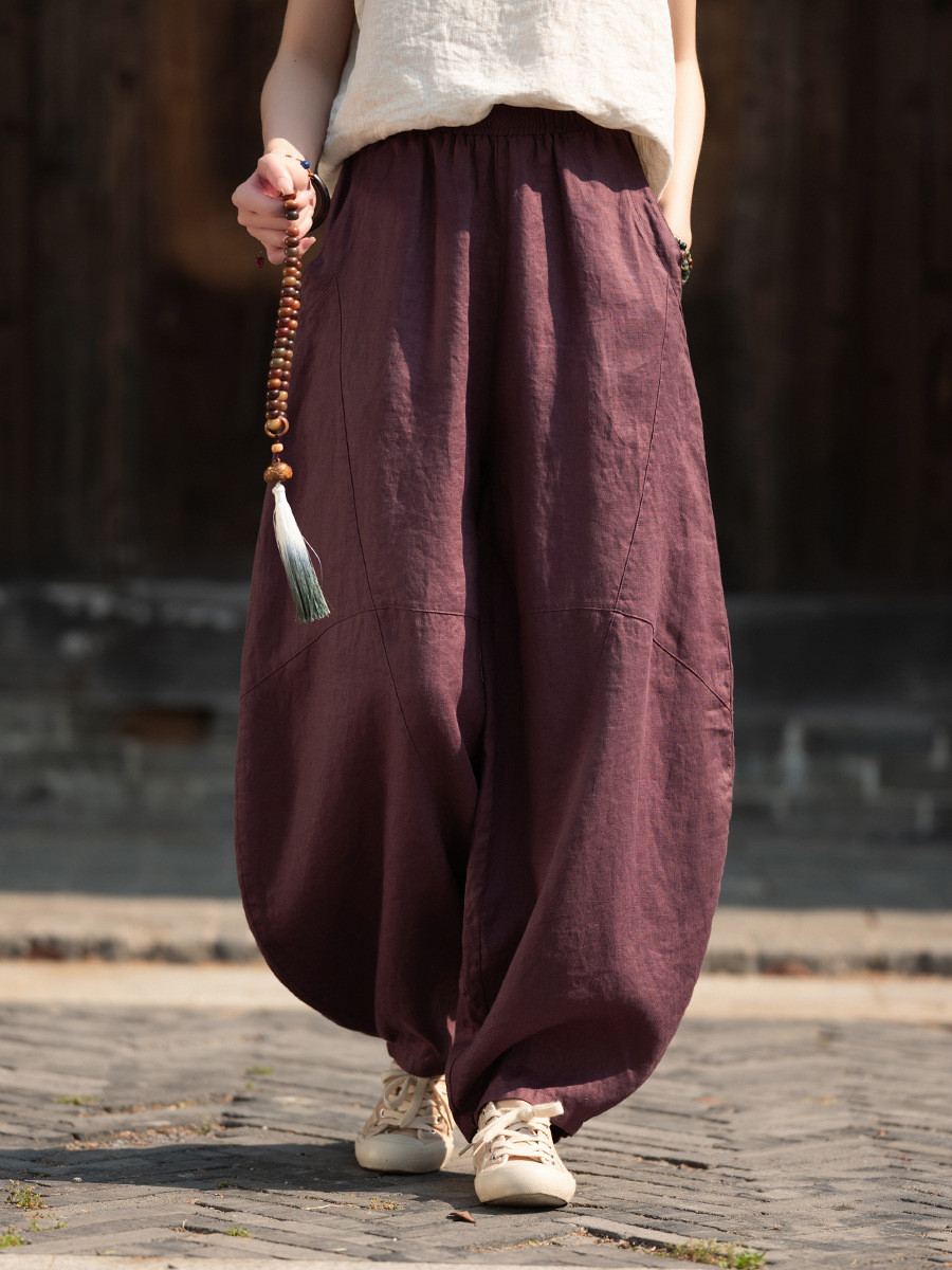 100%天然亜麻 禅修ランタンパンツ 禅紫 ～紫に秘められた宇宙の叡智～ 6225
