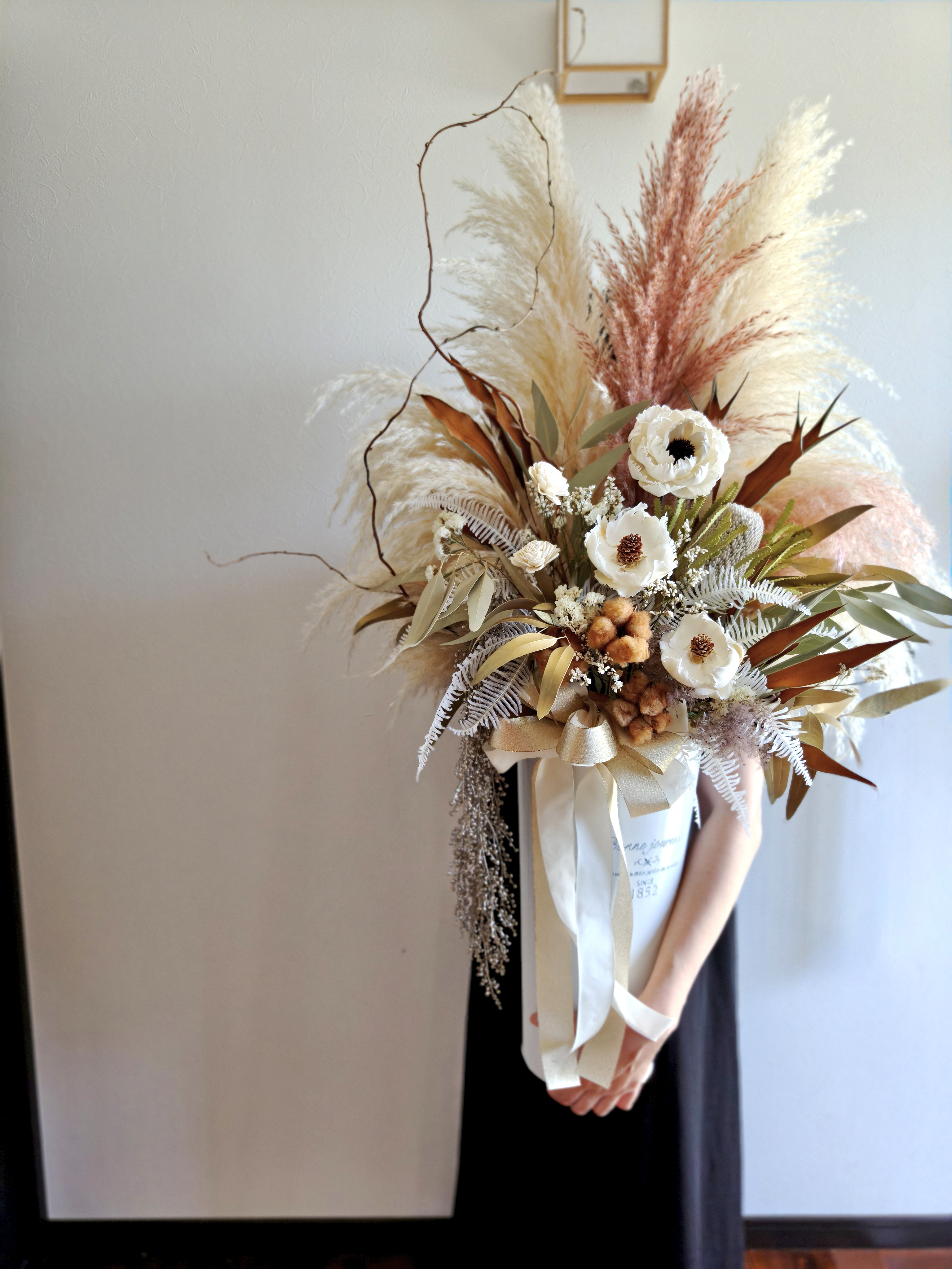 特大　お洒落なドライフラワーのお祝い花 　スタンド花パンパスグラス 開店祝い新築祝い　インテリア店舗装飾　誕生日結婚祝い