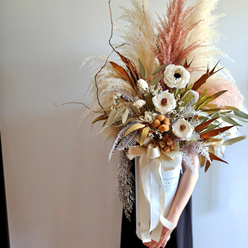 特大 お洒落なドライフラワーのお祝い花 スタンド花パンパスグラス