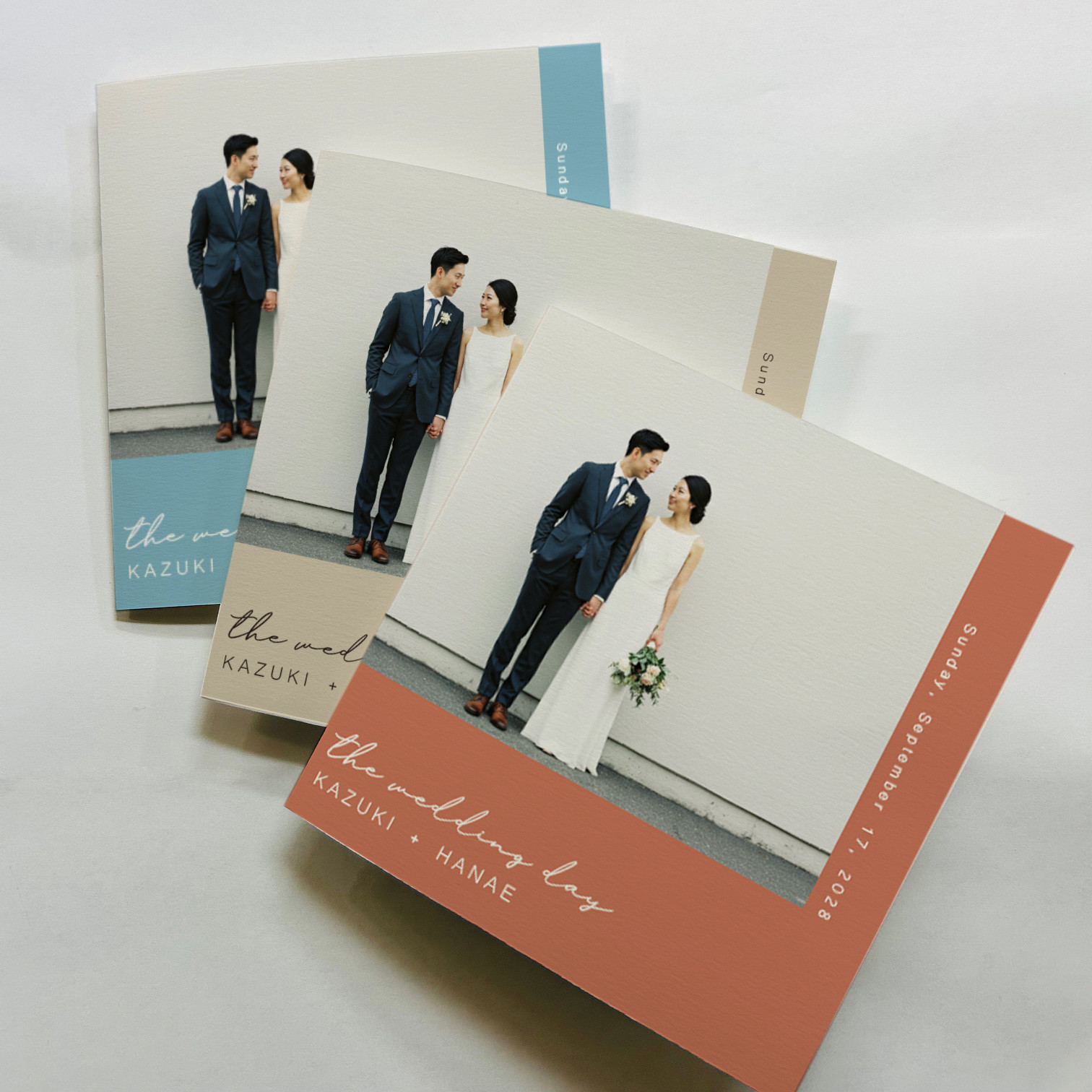 三つ折り｜プロフィールブック09｜席次表｜スクエア型｜選べるカラー｜結婚式