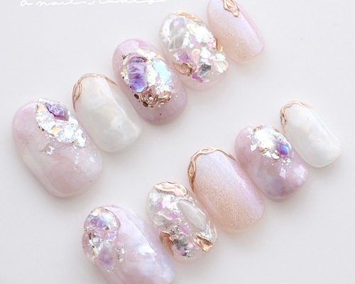 紫陽花drop ネイルチップ ニュアンスネイル パープル 紫 紫陽花