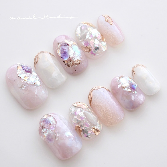 紫陽花drop ネイルチップ ニュアンスネイル パープル 紫 紫陽花