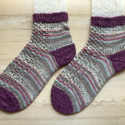 オパール毛糸の靴下　手編み　#14 コットン 2枚目の画像