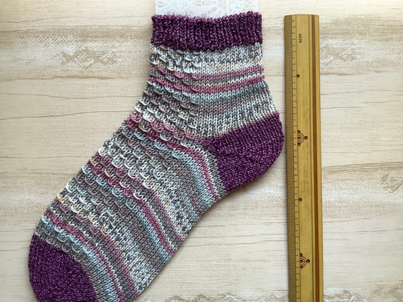 オパール毛糸の靴下　手編み　#14 コットン 3枚目の画像