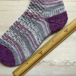 オパール毛糸の靴下　手編み　#14 コットン 4枚目の画像