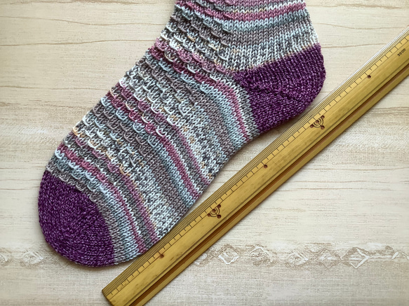 オパール毛糸の靴下　手編み　#14 コットン 4枚目の画像