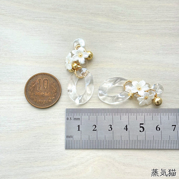 フラワータッセル クリアチェーン 2個【a5022ピアス イヤリング 手作り材料ハンドメイドアクセサリー加工パーツ素材】 5枚目の画像